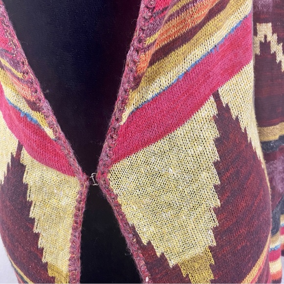 Free People Aztec Patterned Duster Cardigan, Hooded, Small, Boho, Beautiful! - Picture 4 of 9